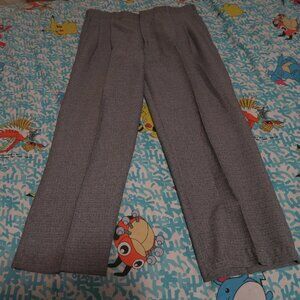 VTG 80s Olympic Pleated Trouers Pants Plaid Polyester Men's 34x28 Gray